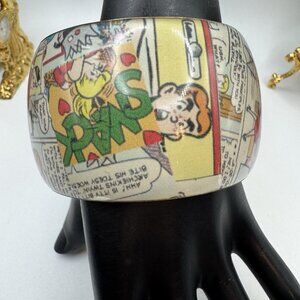 Archie Comics Wide Lucite Bangle Bracelet Retro PopArt Cartoon Statement Jewelry